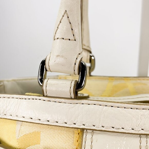 COACH Hampton Signature Stripe Spring Canvas Yellow Shoulder Bag - L0885-F13337 - Picture 15 of 16